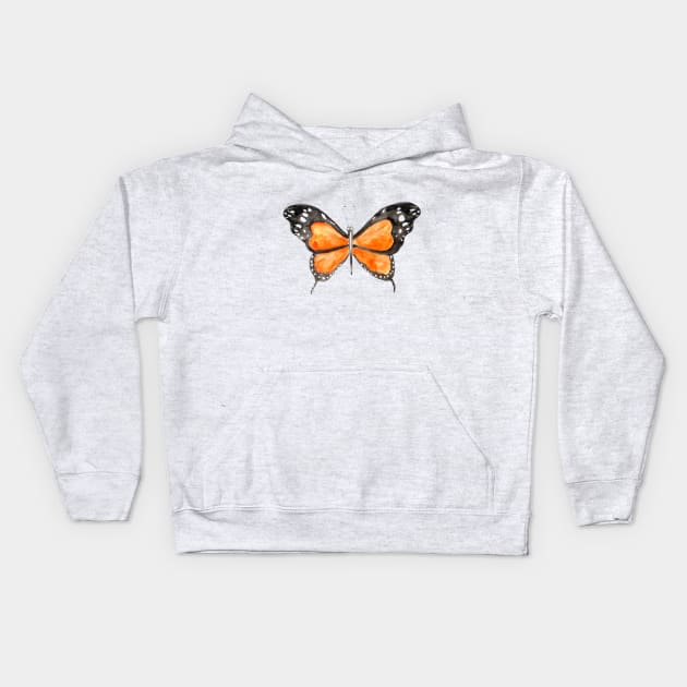orange and black butterfly watercolor 3 Kids Hoodie by colorandcolor